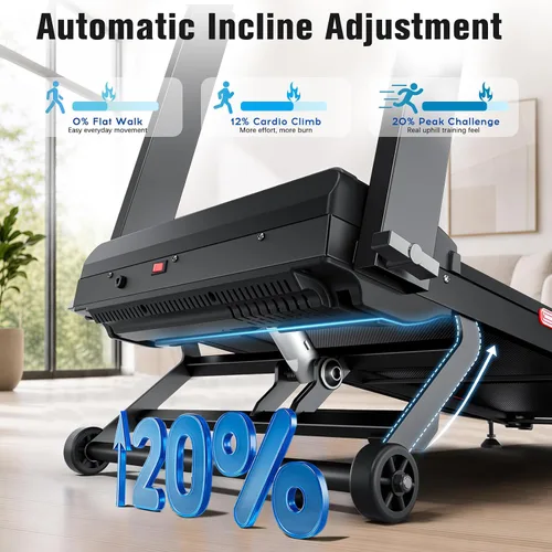 Vista 9 de Treadmill for Home with 20% Auto Incline, Walking Pad with Handle Bar