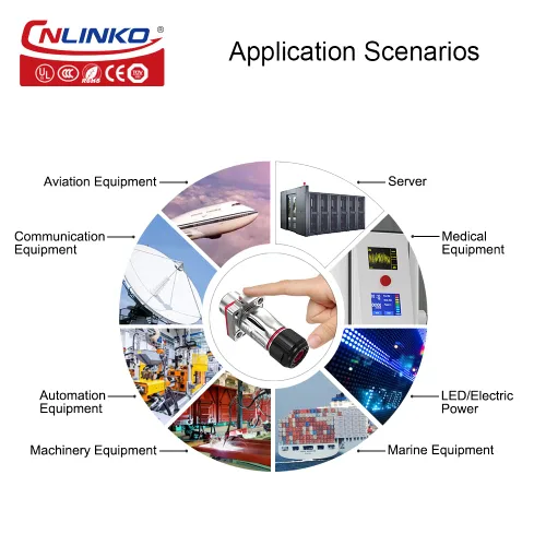 Vista 6 de CNLINKO BD-20 Industrial Impermeable IP68 Conector Circular Lado del dispositivo, Enchufe rápido, Enchufe de aviación de metal, carcasa