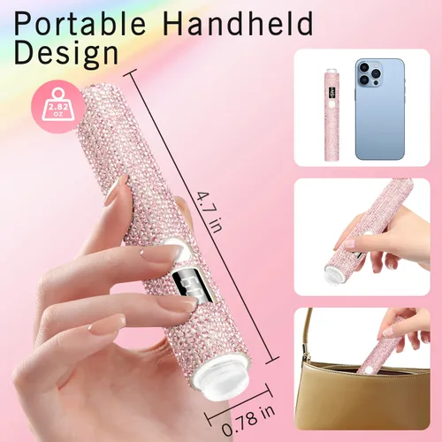 Vista 6 de Luz UV de mano para uñas de gel, lámpara de uñas UV con purpurina, mini lámpara de uñas de gel portátil inalámbrica para curado rápido, secador