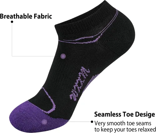 Vista 5 de WXXM Womens Athletic Ankle No Show Running Socks Cushioned Compression Arch Support Moisture Wicking Socks 12 Pairs