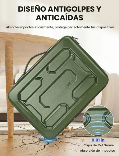 Vista 3 de DOMISO Funda rígida para laptop de 17 a 17.3 pulgadas, impermeable, a prueba de golpes, funda rígida para laptop con asa y bolsillo