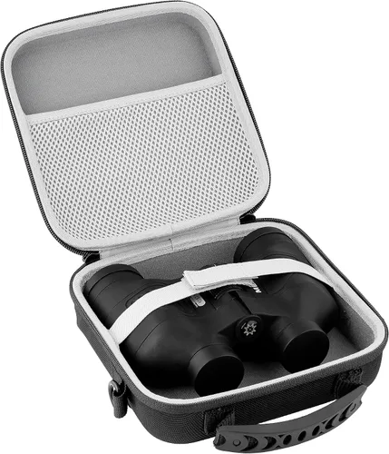 Vista 8 de Estuche para binoculares, funda protectora rígida de EVA con exterior resistente al agua, asa de transporte y correa para el hombro, se adapta a