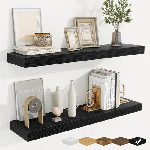 Vista 47 de fuqing Estantes flotantes para pared, estante flotante de madera montado en la pared con soportes invisibles para sala de estar, baño, dormitorio