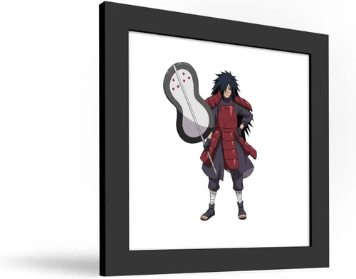 Vista 2 de Trends International Gallery Pops Naruto Shippuden - Arte de pared de Madara Uchiha, versión enmarcada negra, 12 x 12 pulgadas