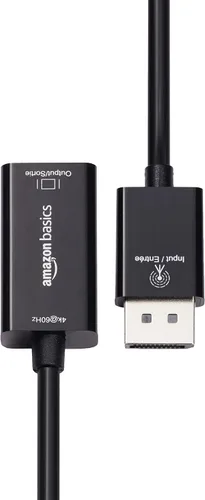 Vista 2 de Amazon Basics Convertidor DisplayPort (4k@60Hz) a HDMI hembra (no compatible con un puerto USB), negro, 9.25 x 0.87 x 0.47 pulgadas