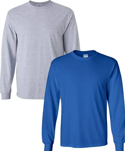Vista 36 de Gildan - Camiseta de algodón y de manga larga para hombre, modelo G2400 (1) verde irlandés + (1) negro
