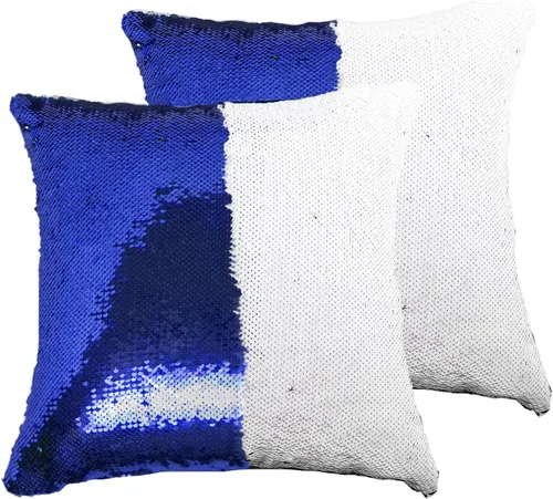 Vista 26 de Paquete de 2 fundas de almohada de lentejuelas sublimadas de 16 x 16 pulgadas, fundas de almohada reversibles con purpurina para regalos
