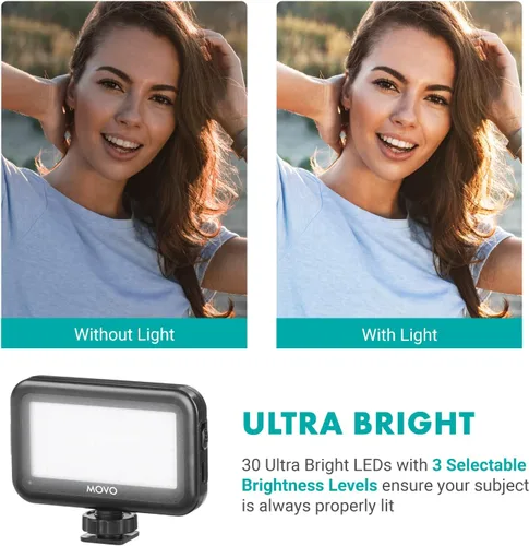 Vista 4 de Movo uVlogger - Kit de vlogging compatible con Android/USB-C Accesorios para smartphones: trípode, montaje, luz LED y micrófono de escopeta