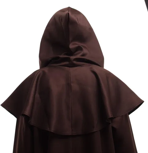 Vista 4 de BLESSUME Friar - Bata medieval con capucha, monje renacentista sacerdote disfraz de Halloween cosplay