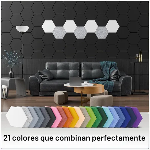 Vista 6 de Paquete de 12 paneles acústicos autoadhesivos de 12 x 10 x 0.4 pulgadas, paneles de espuma a prueba de sonido con alta densidad, elegante diseño