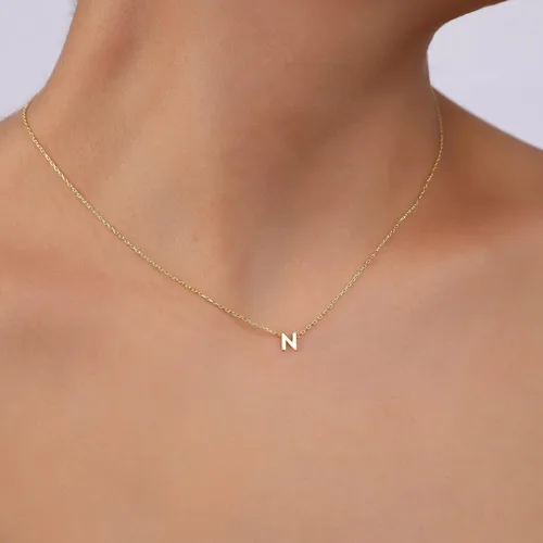 Vista 2 de Initial Necklaces for Women, 14k Gold Plated Dainty Gold Letter Necklace Personalized Tiny Initial Pendant Necklace Monogram Cute Letter Name Choker