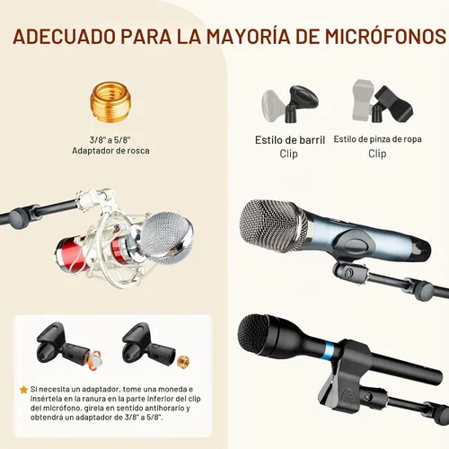 Vista 7 de CAHAYA Soporte de micrófono trípode brazo brazo brazo de un botón altura