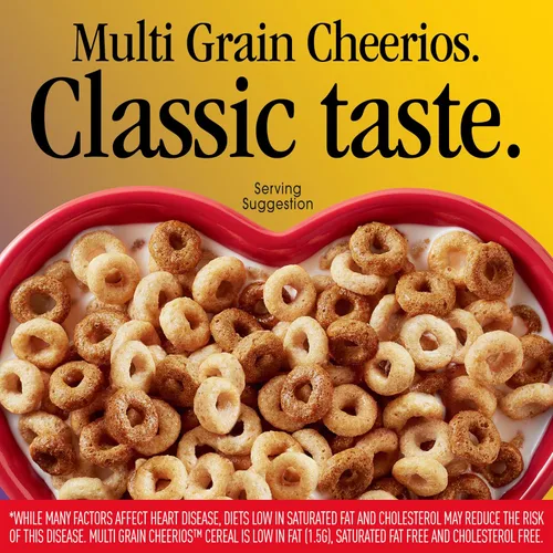 Vista 3 de Cheerios multigrano, cereales para el desayuno saludables para el corazón, sin gluten, 9 onzas