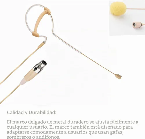 Vista 4 de Micrófono de auriculares para la cabeza de un solo auricular sobre la oreja micrófono condensador colgante compatible con el sistema inalámbrico