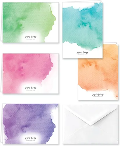 Vista 2 de Paper Frenzy Tarjetas de agradecimiento de agradecimiento y sobres blancos - Paquete de 25