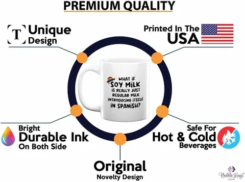 Vista 2 de SpanishTeacher - Taza de café de 11 onzas, color blanco, leche de soja en español, regalo para profesor de español, cumpleaños, agradecimiento