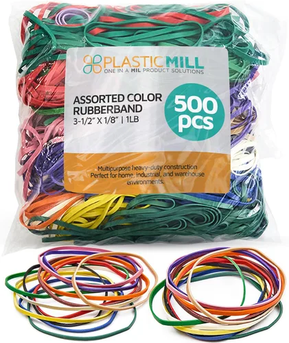 Vista 6 de Gomas de goma PlasticMill - Tamaño #33 - Gomas de color argyle púrpura - 1LB/500