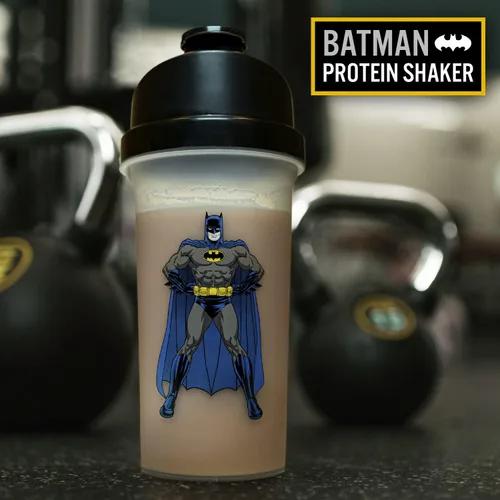 Vista 2 de Paladone Batman Protein Shaker - Botella mezcladora de 23 onzas, con licencia oficial de DC Comics