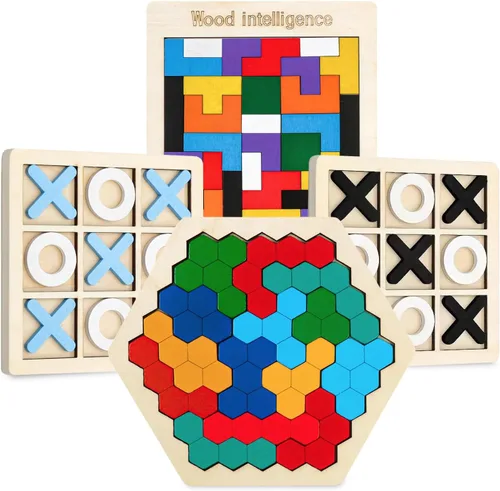 Vista 10 de Paquete de 2 rompecabezas de madera para cerebro Montessori Bloques Tangram