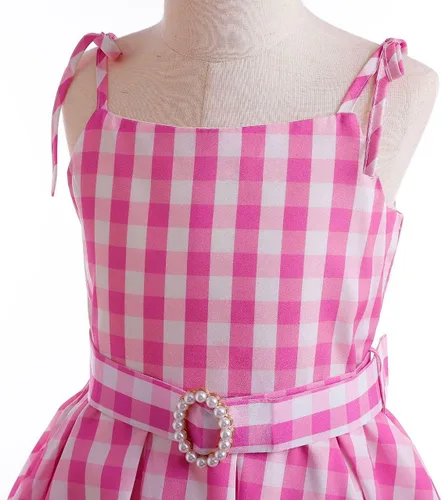 Vista 3 de Disfraz rosa para niñas, disfraz de Halloween, cosplay, fiesta de cumpleaños con accesorios