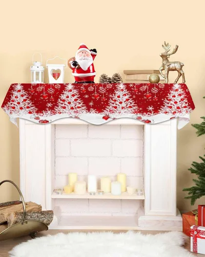 Vista 2 de Funda para bufanda de chimenea de árbol de Navidad, mantel superior, bufanda para Navidad, Halloween, Acción de Gracias, otoño, decoración