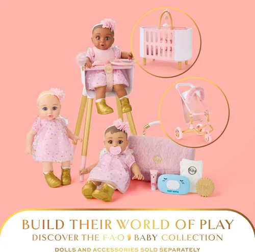 Vista 9 de FAO Schwarz Cuna y tapete de juego para muñeca bebé con almohada de colchón