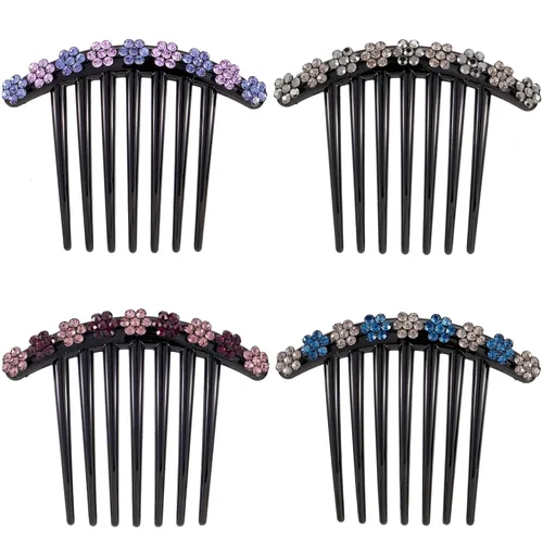 Vista 10 de Peine lateral de perlas para mujer, peines de pelo con diamantes de imitación, 7 dientes, accesorios de cristal vintage, accesorios para tocados