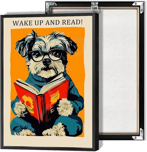 Vista 18 de Póster vintage de gato y libro, arte de pared inspirador, arte de lectura clásico para amantes de los libros, pintura para sala de estar, oficina