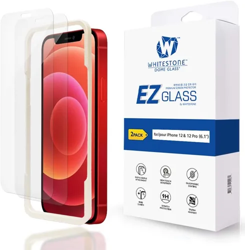 Vista 7 de [Whitestone EZ] Paquete de 2 protectores de pantalla para Apple iPhone 12 Series [Dome Glass EZ] Protector de pantalla de cobertura completa
