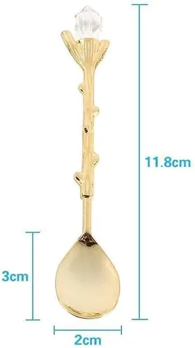 Vista 5 de Juego de 6 cucharas de café vintage, mini cuchara dorada para servir postre para helado y bar en casa, 4.5 x 0.7 pulgadas