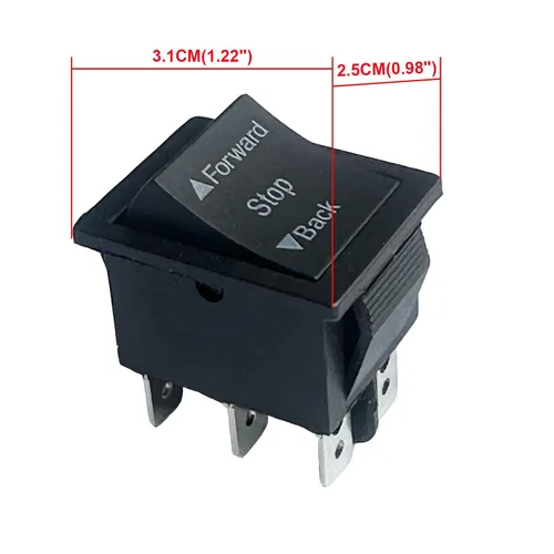 Vista 3 de 2 piezas 6V 12V 24V interruptor de avance y retroceso para rueda eléctrica, piezas de repuesto, interruptor de botón de avance, parada y retroceso
