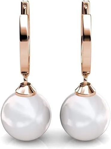 Vista 9 de Cate & Chloe Daphne - Aretes colgantes de oro blanco de 18 quilates con cristales y perlas, aretes colgantes de plata para mujer