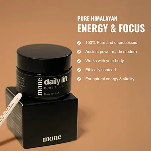 Vista 2 de Superior Mane Resina Shilajit Daily Lift Resina mineral natural con ácido fúlvico y oligominerales Apoya la concentración, la vitalidad