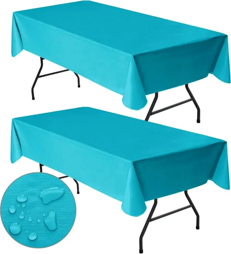 Vista 9 de Nasitos Paquete de 2 Manteles de Vinilo Cuadrado 54x54 Pulgadas - Beige, Manteles de Mesa de Cartón Impermeables y Resistente al Aceite, Manteles