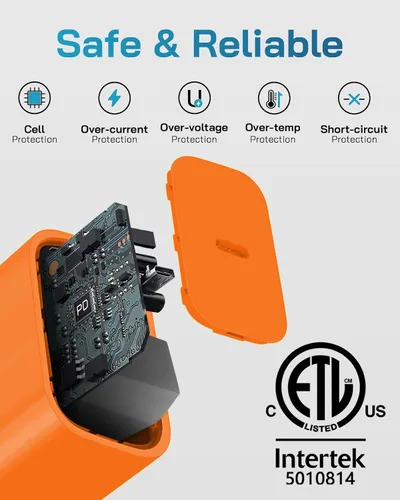 Vista 4 de CXX 20W Fast Charger for iPhone 14/13/12 [3-Pack, MFi Certified] Orange