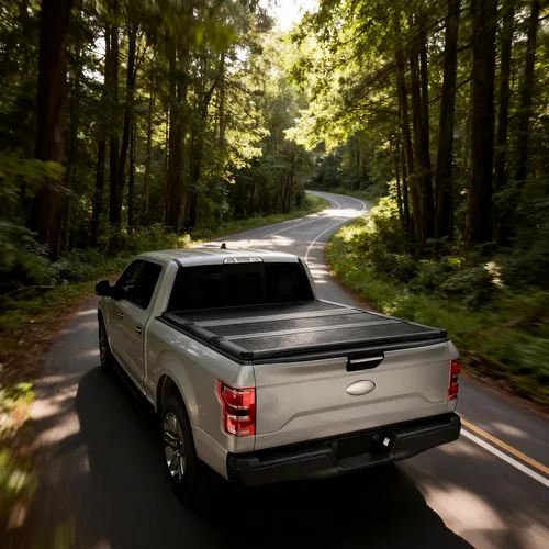 Vista 5 de FRP Cubierta Rígida Tri-Fold Tonneau para Cama de Camión para Ford F-250 F-350 Super Duty 1999-2025 6.75 pies/81.9 pulgadas 2-Triple plegado.