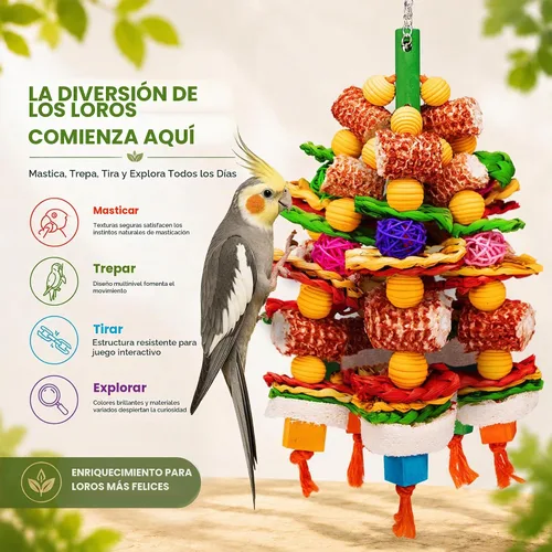 Vista 6 de Bird Toys Natural Corn Cob Loofah Chew Toys for Large Medium Parrots