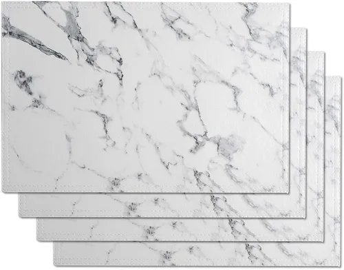 Vista 9 de Juego de 4 manteles individuales de cuero de mármol para mesa de comedor, impermeables, decoración de mármol para mesa de cocina, fáciles