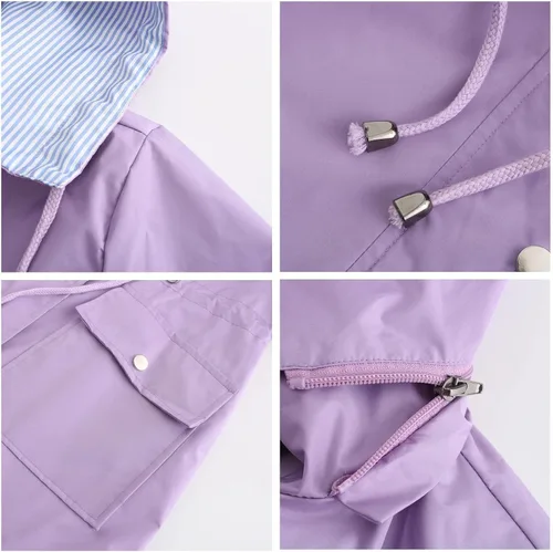 Vista 6 de MODFUL Chaquetas ligeras para mujer, chaqueta impermeable para lluvia, rompevientos, gabardinas al aire libre con capucha