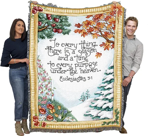 Vista 13 de Pure Country Weavers Great is Thy Faithfulness Blanket - Escrituras - Lamentaciones 3:23 - Tapiz cuadrado para regalo de regazo tejido de algodón