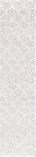 Vista 43 de SAFAVIEH Tahoe Shag Collection - Alfombra para pasillo, 2 x 9 pies, color beige y blanco, diseño de enrejado, no desprende pelusa y de fácil