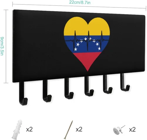 Vista 2 de Love Venezuela - Llavero decorativo para pared, con 5 ganchos, para oficina en casa