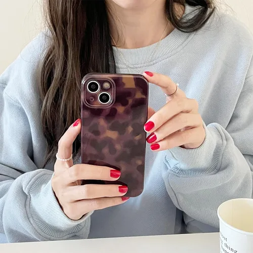 Vista 5 de Bonita funda de teléfono para iPhone 11, estampado de leopardo y guepardo Amber Tortoiseshell Pattern,Full Camera Protective,Slim Shockproof