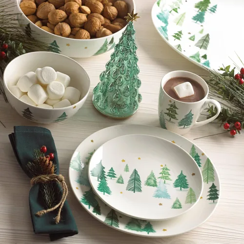 Vista 8 de Lenox 893565 Balsam Lane - Juego de vajilla de 12 piezas, verde, Navidad, alojamiento navideño