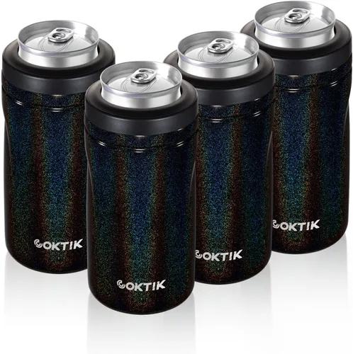 Vista 11 de COKTIK 4 en 1 enfriador de latas aislado, enfriador de latas delgadas de doble pared para latas de 12 oz regulares o delgadas y botellas de cerveza