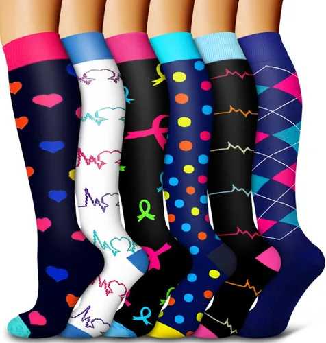 Vista 14 de Bluemaple Paquete de 6 calcetines de compresión de cobre para mujeres y hombres, el mejor apoyo para médicos, correr, enfermería, atletismo