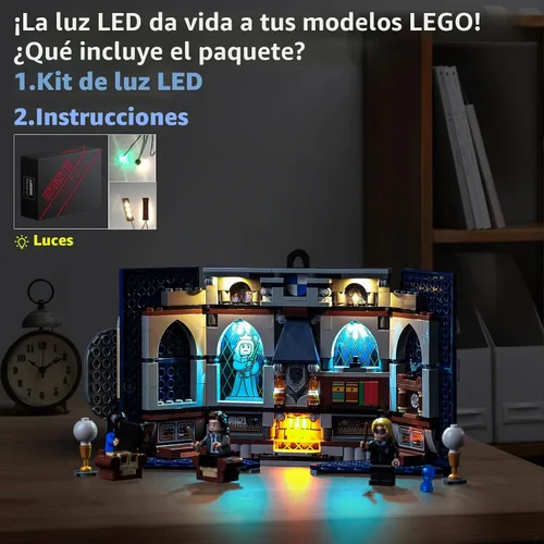 Vista 3 de LocoLee Luz LED compatible con Lego Ravenclaw House Banner 76411, Hogwarts Castle 3D juego de iluminación creativa de pared de habitación, regalo