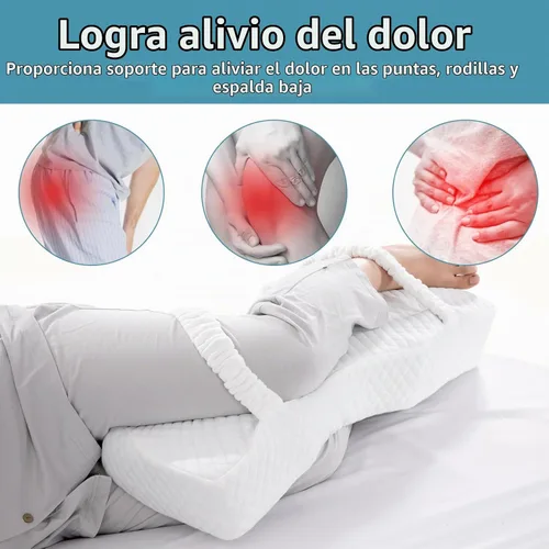 Vista 4 de HOMBYS Almohada de rodilla de espuma viscoelástica para dormir de lado, almohada de piernas para dormir con correas, elevación de cadera y piernas