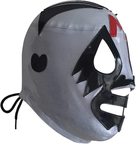 Vista 4 de Mil Mascaras Semi-Profesional Lucha Libre Máscara Adulto Tamaño Luchador Luchador Máscara de Lucha Plata Premium Calidad Máscara de Luchador