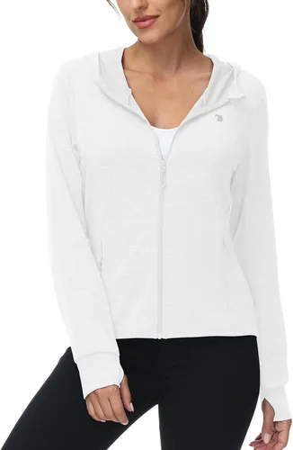 Vista 9 de TBMPOY Chaquetas con capucha y protección solar UPF 50+ para mujer, ligeras, de manga larga, para senderismo, exteriores, con cremallera completa